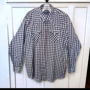 Vintage DeeCee Rangers Mens Western XXL Blue Plaid Long Sleeve Pearl Snap Shirt